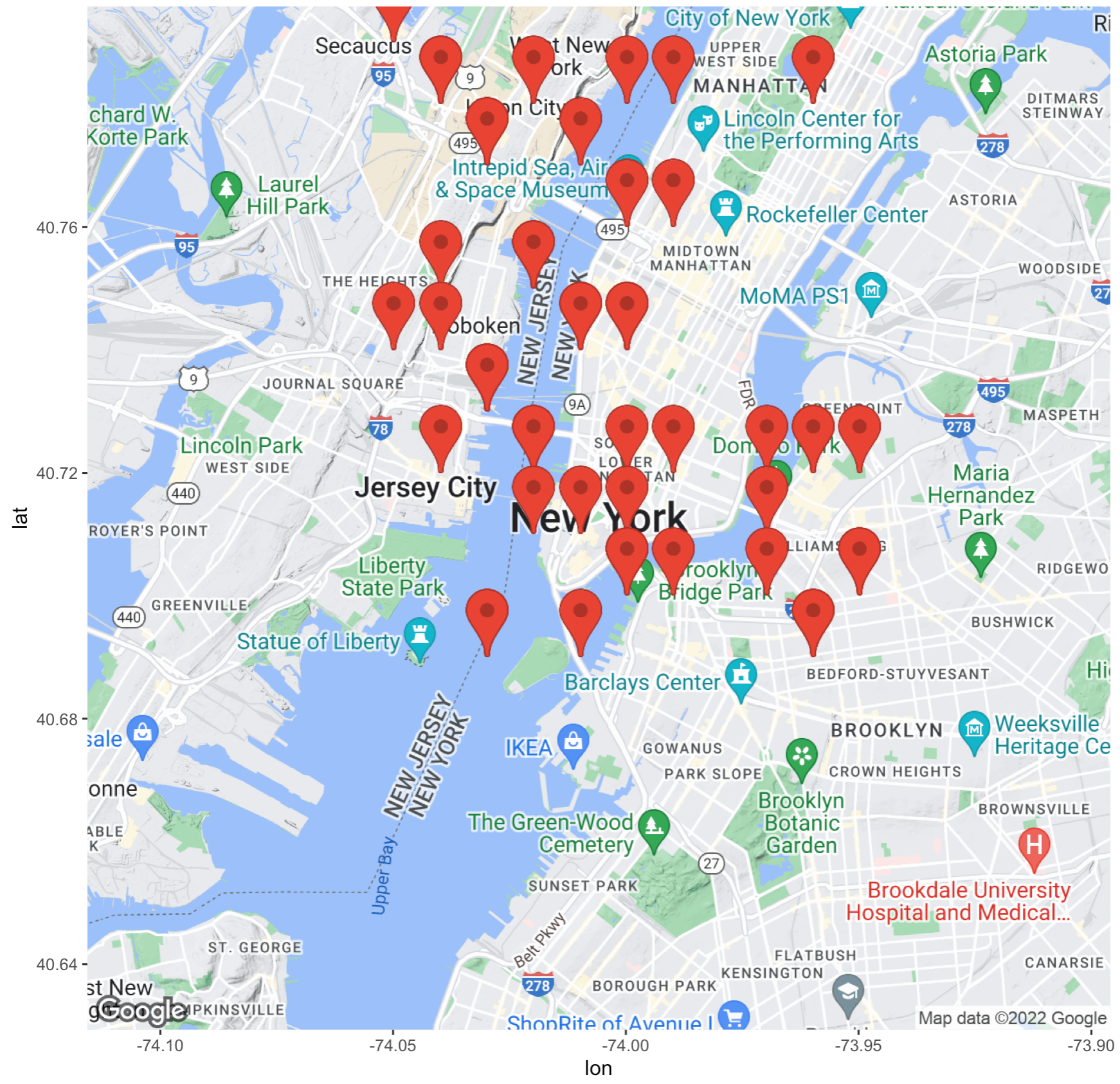 Image 6 - Random data points as markers on the map